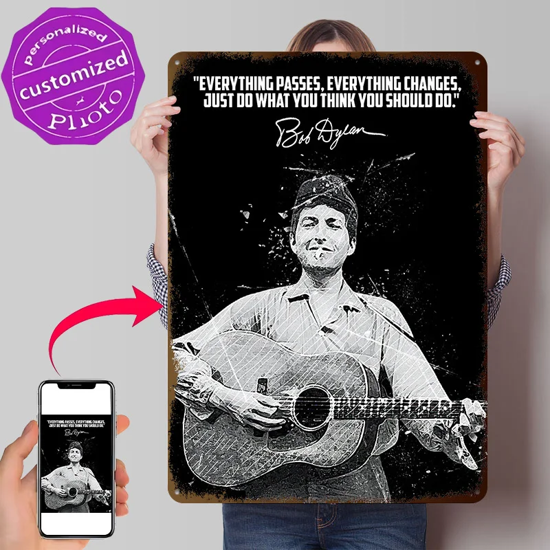 Bob Dylan Personalized 3D Textured Metal Poster Wall Art Tinplate Sign for Home Decorations Living Room Decoration At Home Decor