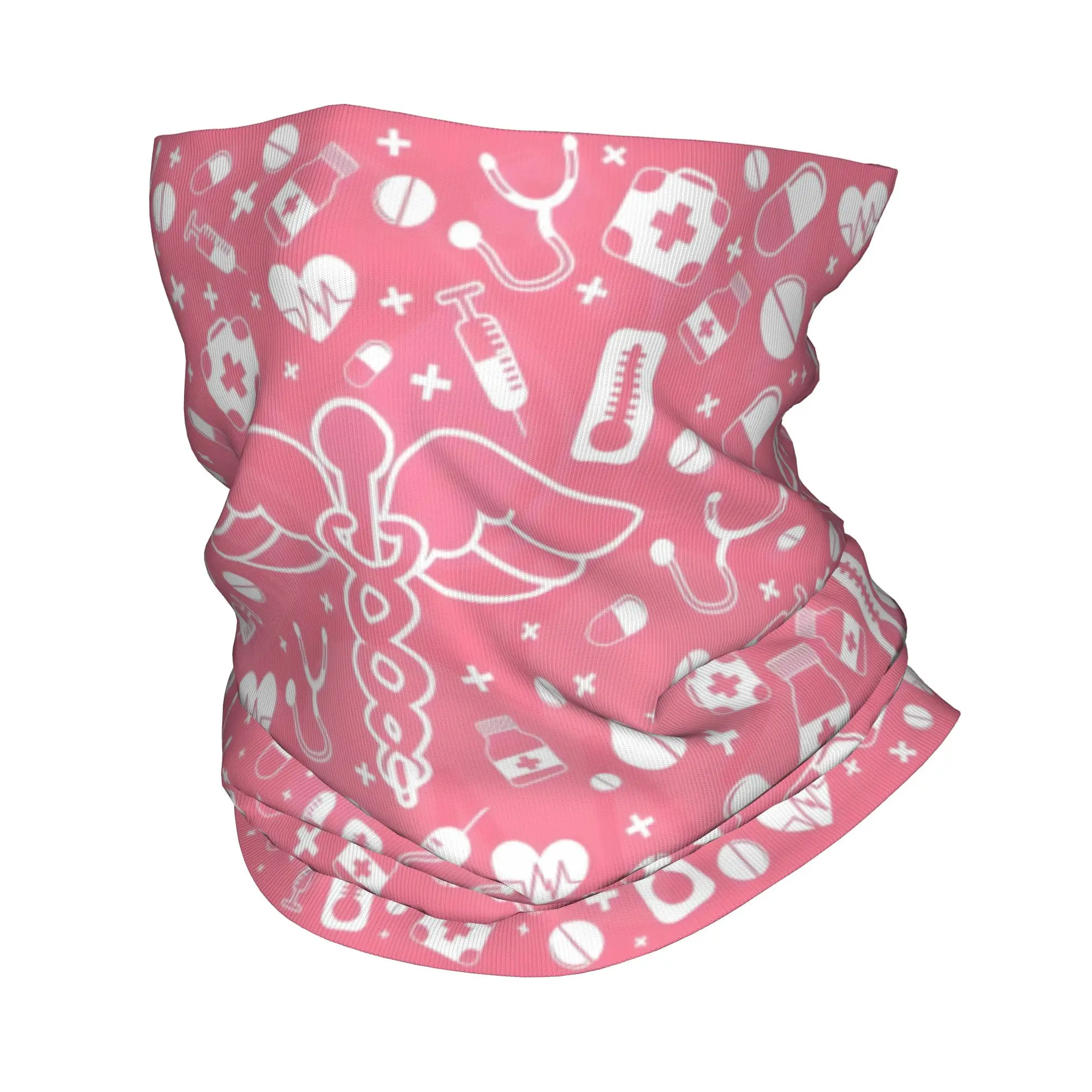 Custom Medical Nurse Winter Headband Neck Warmer Men Women Hiking Hunting Tube Scarf Health Care Pattern Face Bandana Gaiter