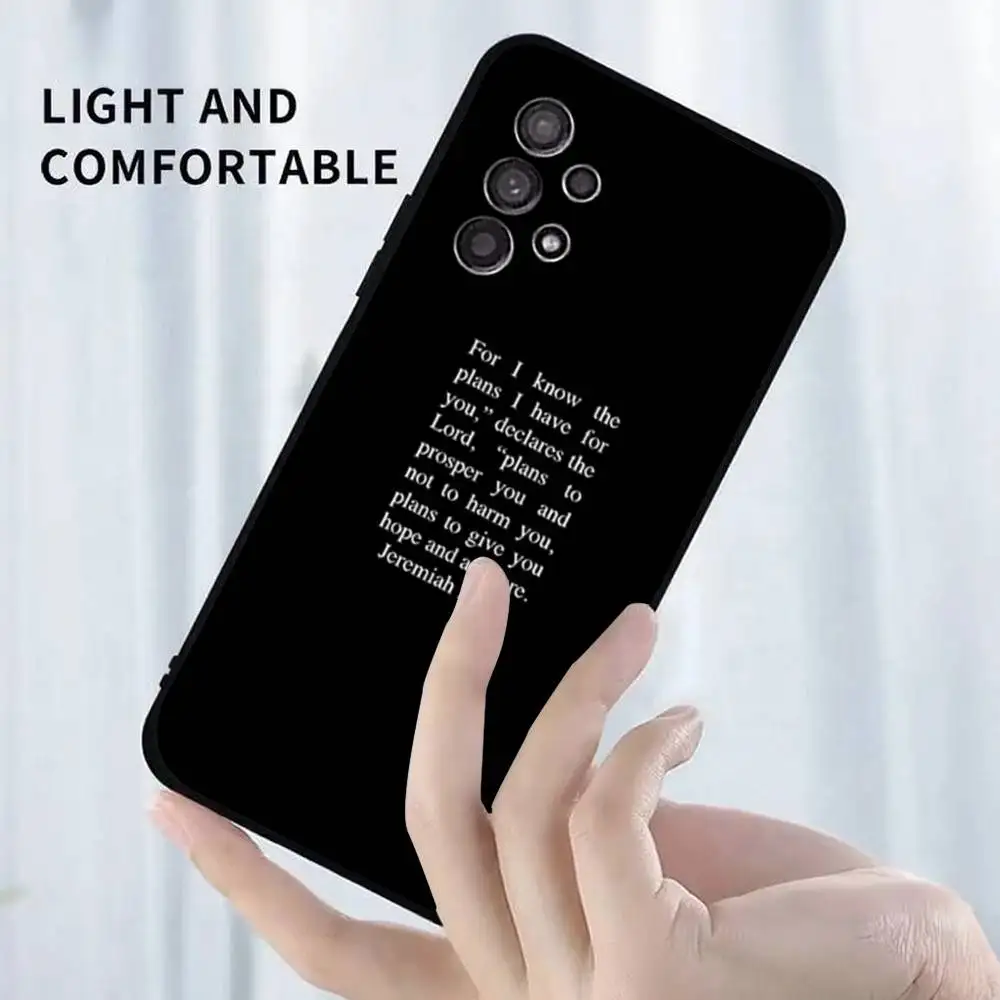 神の計画 イエス 聖書の言葉 電話ケース サムスン S25、S24、S23、S22、S21、S20、S10、ウルトラ、プラス、ライト、FE、ソフトシリコンブラックカバー用