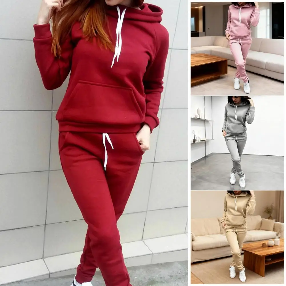 

Hoodie Pants Sets Women's Suit 2pcs Sports Outfits 2025 Outdoor Jogging Suit Autumn Winter Tracksuit Hooded Sportswear Suit Set