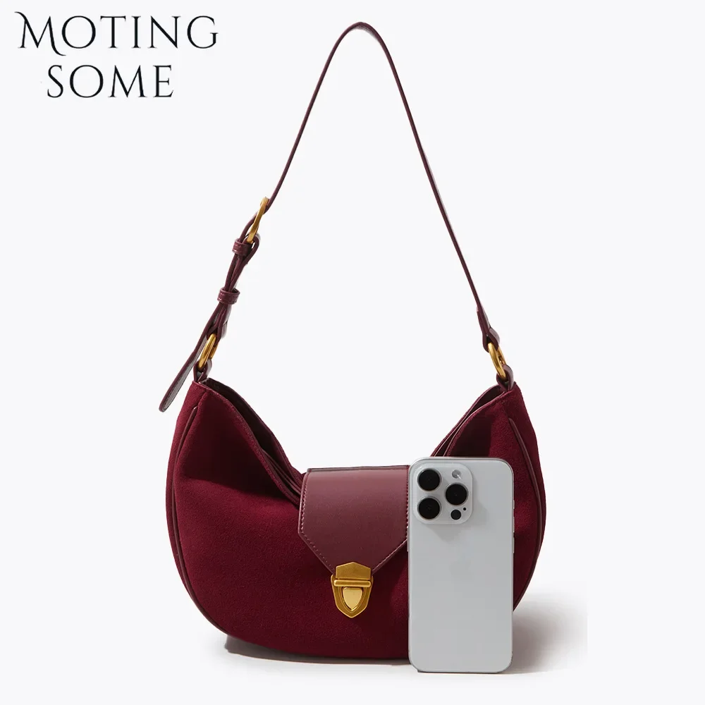 Motingsome Retro Series Women Suede Bags High Mercerized Matte Cowhide Dumpling Bag Vintage Underarm Bag Lady Shoulder Purses