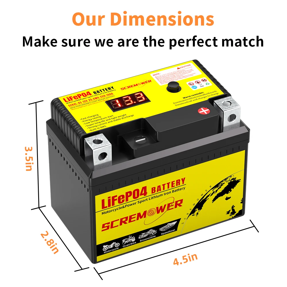 

4L-BS Motorcycle Battery 12V 2Ah Lithium Iron Phosphate Starting Battery Start Stop Jump Starter Built in BMS ATV UTV Scooter