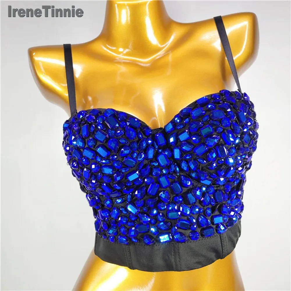 

IRENE TINNIE 2024 New Fashion Short Ladies Crop Top Blue Stone Bustiers Sexy Corset Fashion Tank Top Women Binder Corset Bra