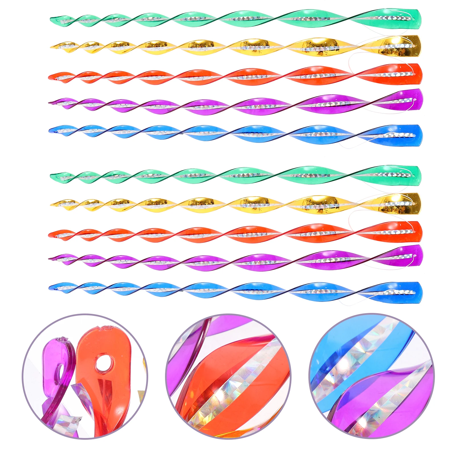 

10 Pcs Bird Repellent Decorative Strips 30cm Spiral Reflective Rods Wind Twisting Scare Deterrent for Garden Yard Lawn