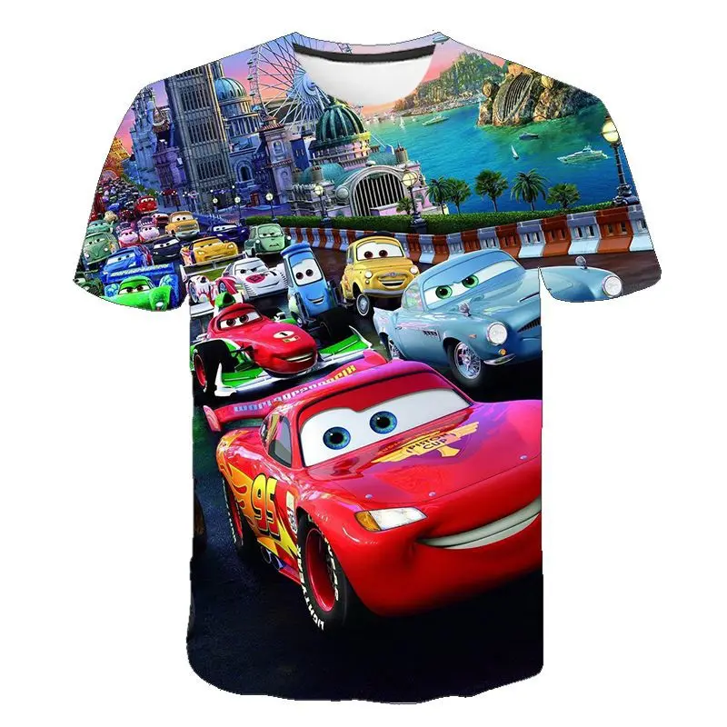 2024 New Cars Fashion Funny T Shirt Children Birthday Gift Tshirts Baby Clothes Kids Boys Girls T-shirts 3D Printed Cartoon