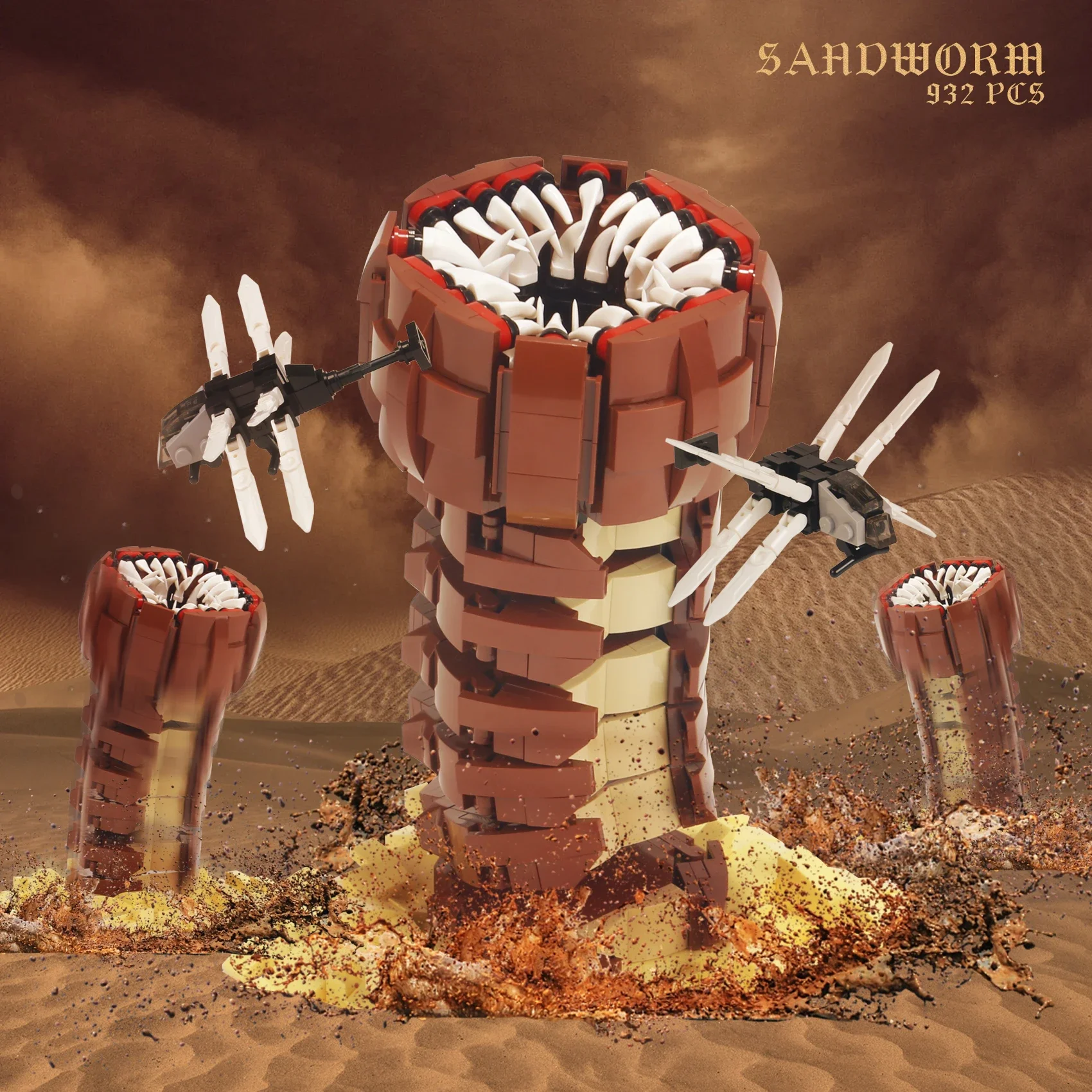 

Creative 932PCS Sarldworms of Dune Building Blocks Movie Dune Ornithopter Assemble Bricks Toys Gift For Children Adult Kids