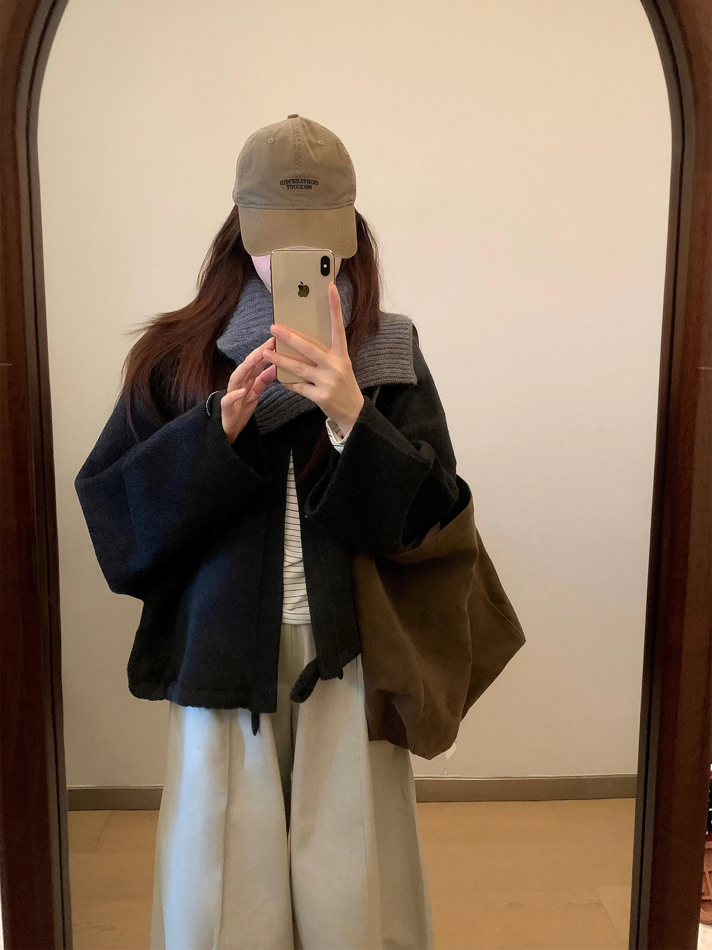 

plus Size Winter Faion Set with Scarf Woolen Coat Wide Leg Pants Korean Sle High End Retro Women's Ensemble Casual Wear
