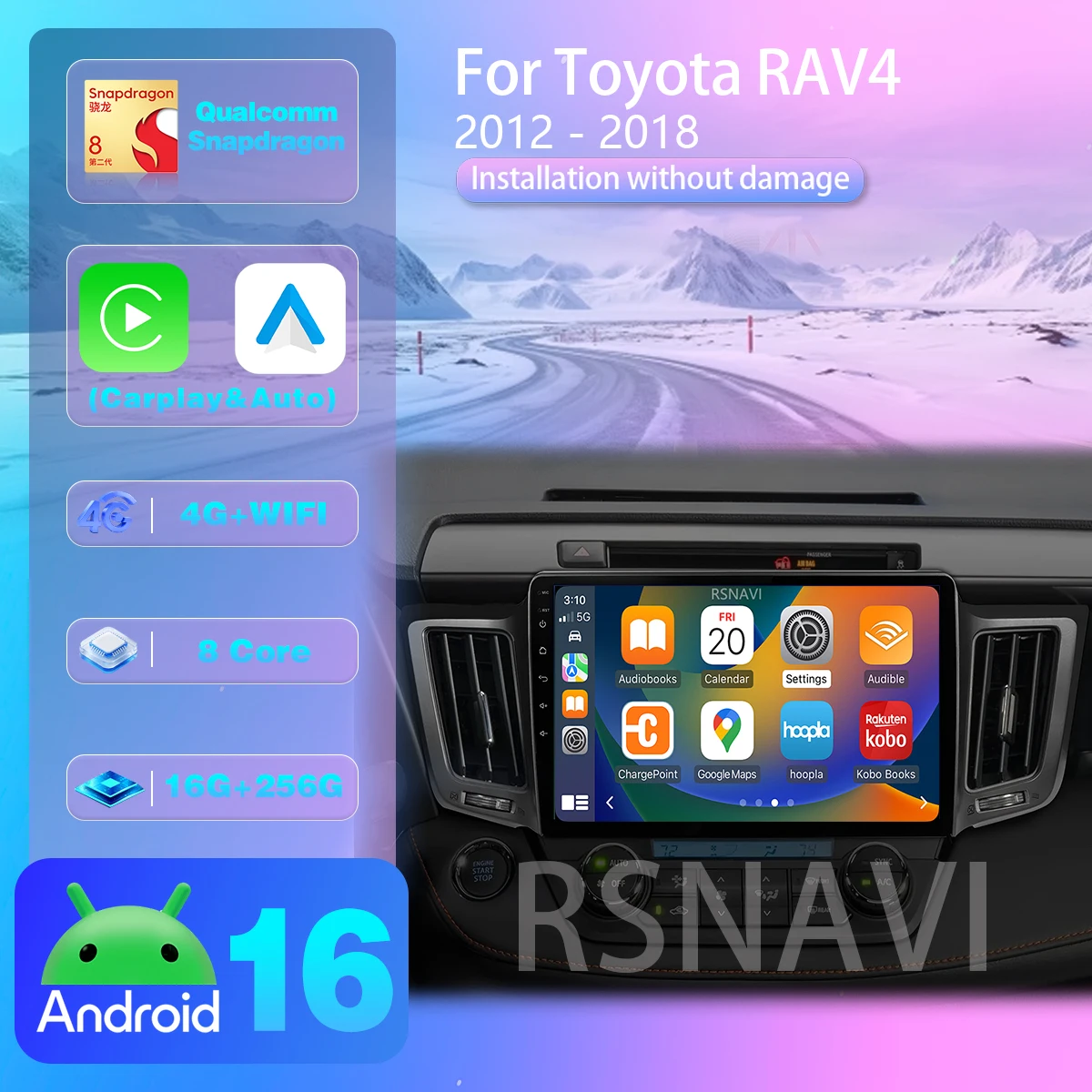 Android 16 For Toyota RAV4 4 XA40 5 XA50 2012-2018 Carplay Auto Car Radio Multimedia Player BT Multimedia Player 360 Camera