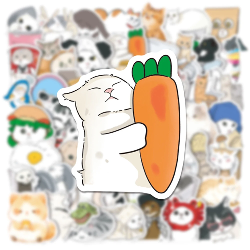 

10/30/50Pcs Funny Cute Cartoon Animal Cat Stickers for Kids Skateboard Suitcase Freezer Car Motorcycle Classic Toy Decal Sticker