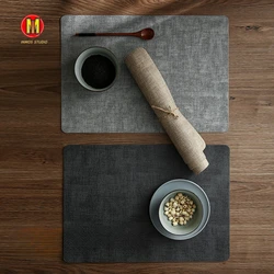 4PC，Double-Side Leather Dining Mats, Rectangular Placemats, Inmos Traditional Chinese Style, Tea Ceremony, Nordic Home Decor