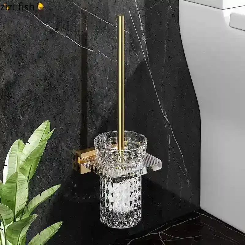 

Metal Acrylic Toilet Brush Set Wall Mounted Toilet Brush Holder Bathroom Accessories Wall Shelf Toilet Cleaning Brush Tool