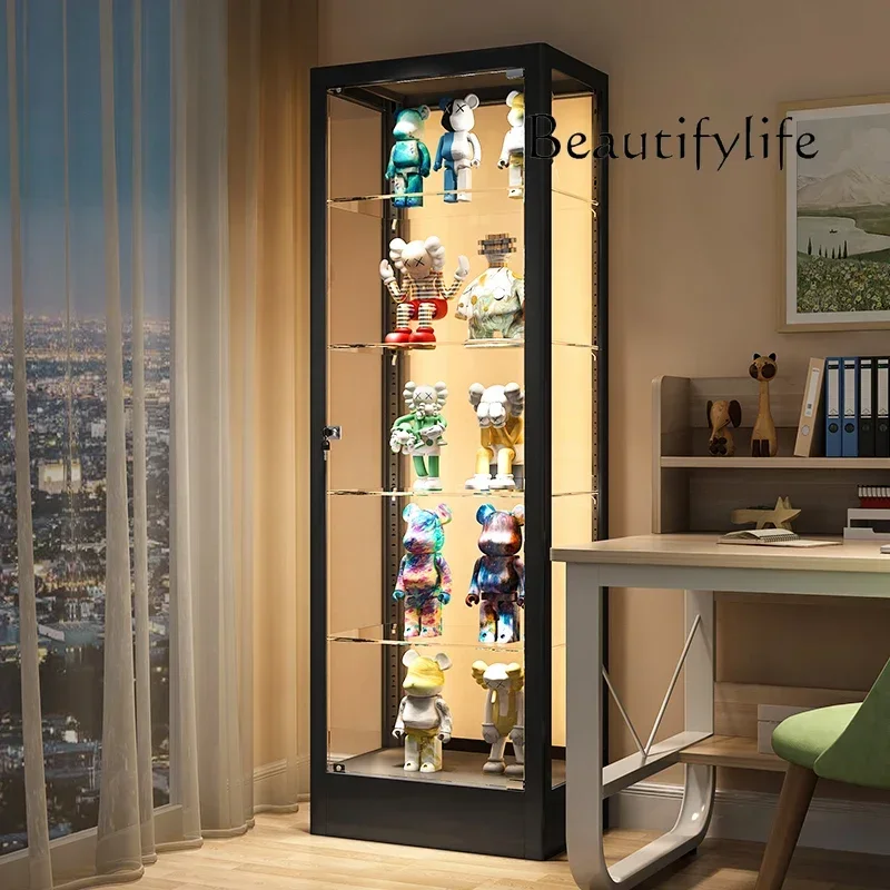 Figure Cabinet Lego Glass Cabinet with Light Household Crack Dust-proof Storage Shelf Toy Display Cabinet