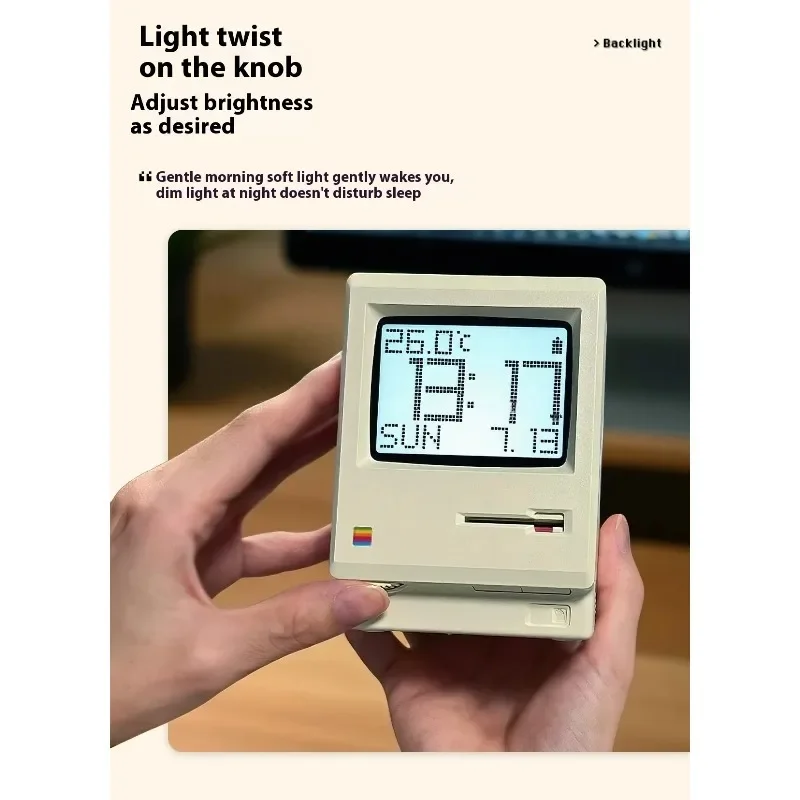 Maclock retro relógio de longa duração da bateria despertador display acordar artefato computador desktop decoração sensível presente preciso