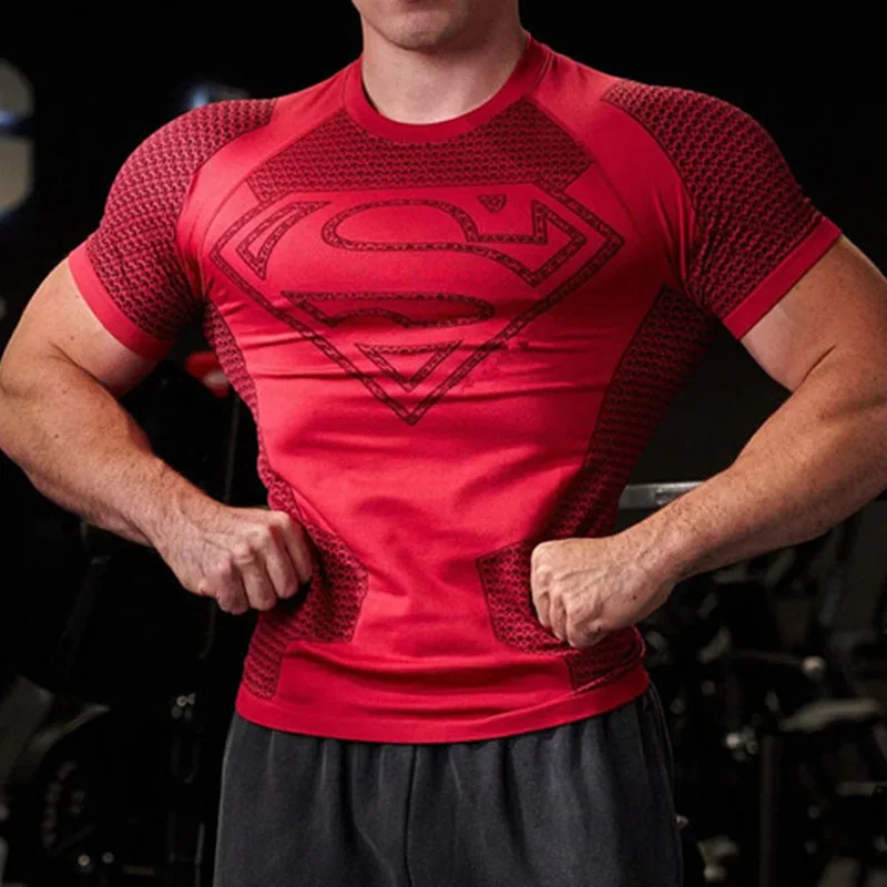 Zomer Nieuwe stijl Heren Hoge Elastische Snel Droogende Sport T-Shirt Strakke Workout Ademend Gym Trendy Korte Mouw Tops