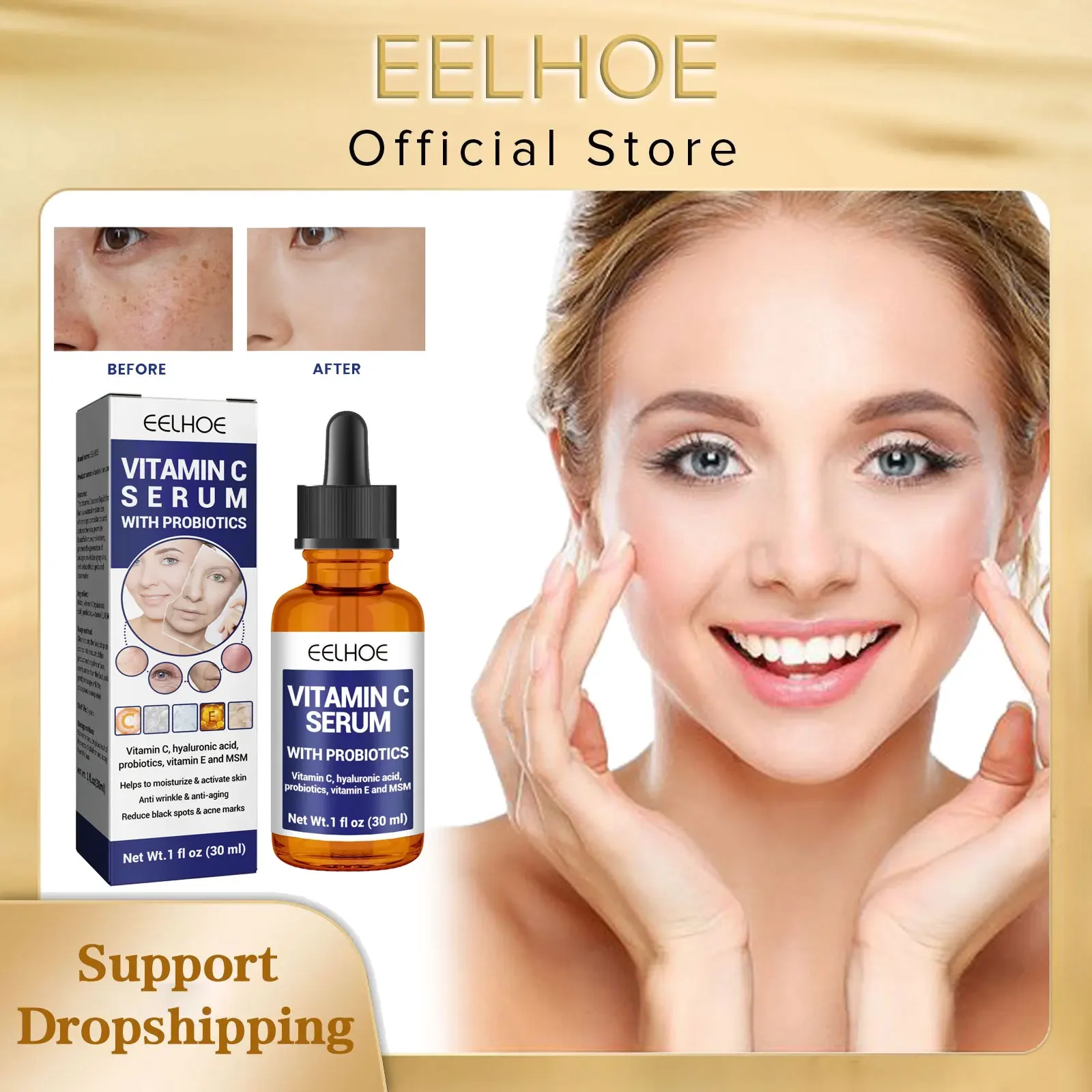 

EELHOE Anti Aging Serum Reduce Fine Lines Forehead Wrinkle Tighten Firming Improve Dullness Brighten Skin Tone Vitamin C Essence