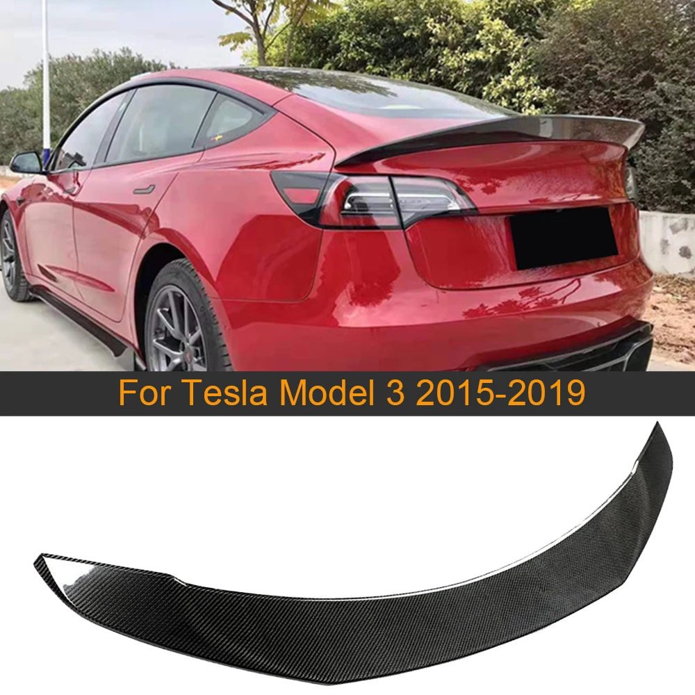 Carbon Fiber Rear Trunk Spoiler Wing For Tesla Model 3 2015 - 2019 Car Rear Trunk Boot Lip Wing Spoiler