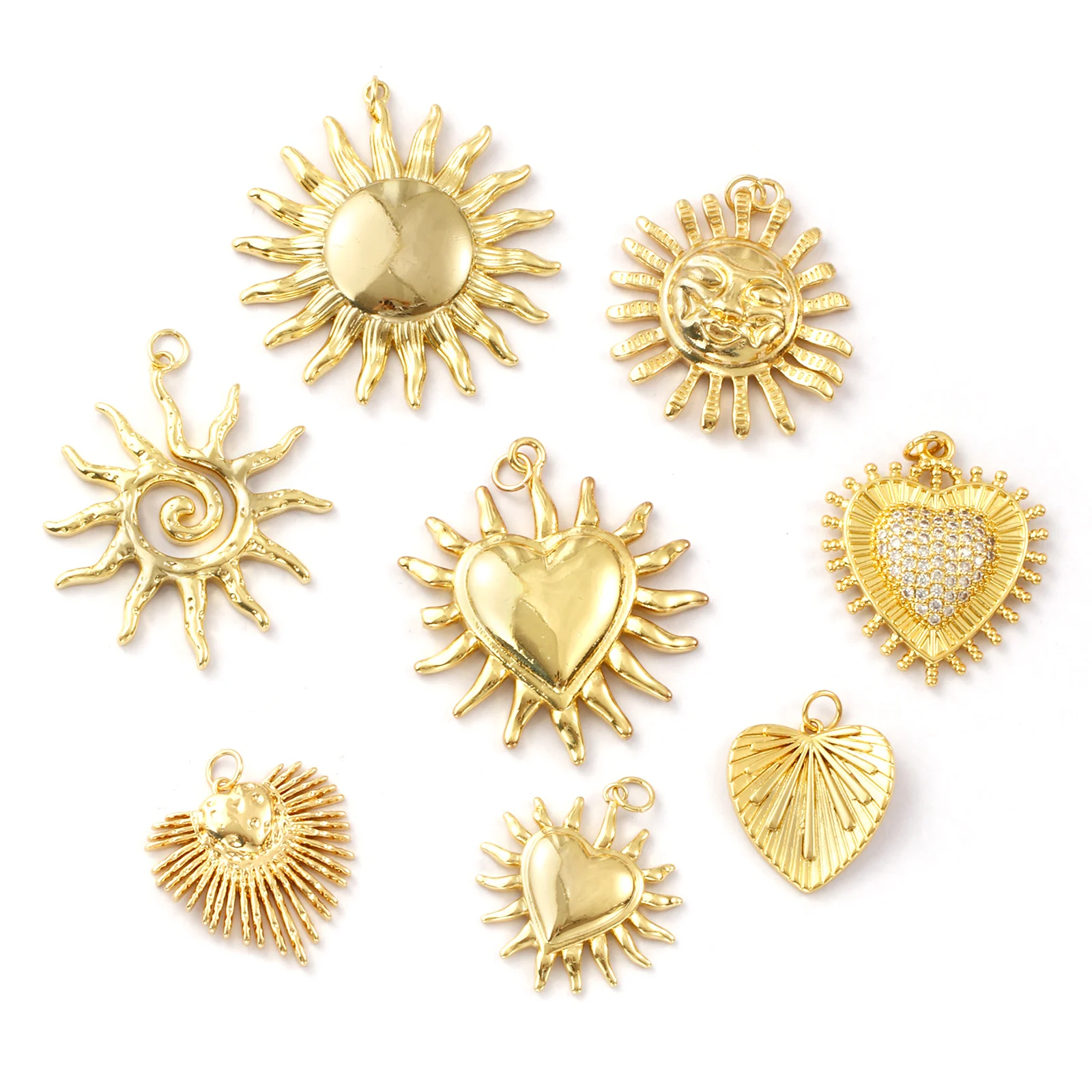 1 قطعة المعلقات النحاسية الجديدة الذهب اللون Ex Voto القلب الشمس المعادن Charms عقد دي اي واي سوار للنساء الرجال حفلة هدية النتائج مجوهرات