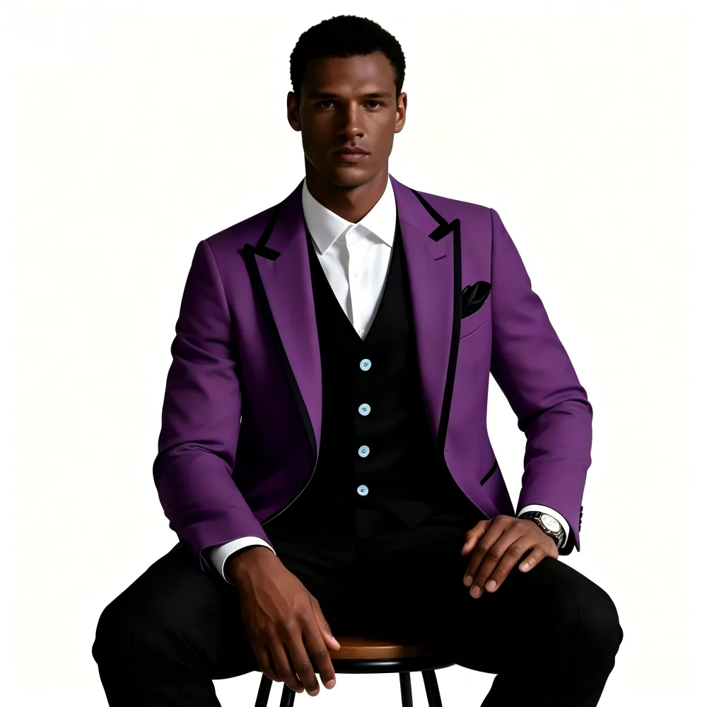 

3 Piece Striped Double Breasted Smoking Suit plus Size Available Customized Formal Negro Terno Set with Jacket Vest Pants