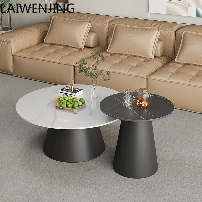 

MJY New Round Stone Living Room Small Apartment Round Tea Table Side Simple Table