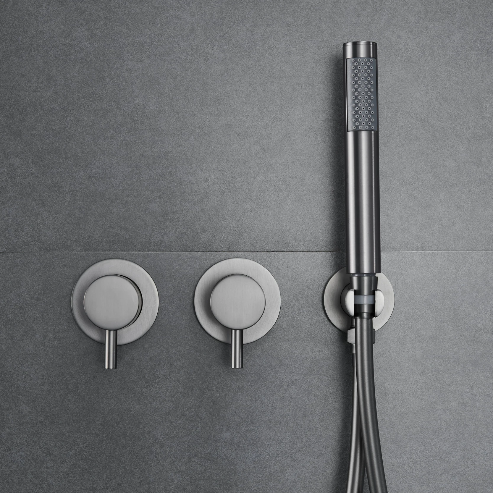 AITANA Minimalist Bathroom Brushed Nickel Shower System Wall-Mounted Modern Embedded Dual Function Rainfall And Handheld Brass