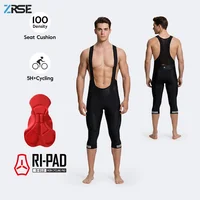 ZRSE Pantalones con pechera de ciclismo 3/4 para hombre, almohadilla cómoda 5H, tela transpirable reflectante para bicicleta de montaña y carretera, conducción de larga distancia