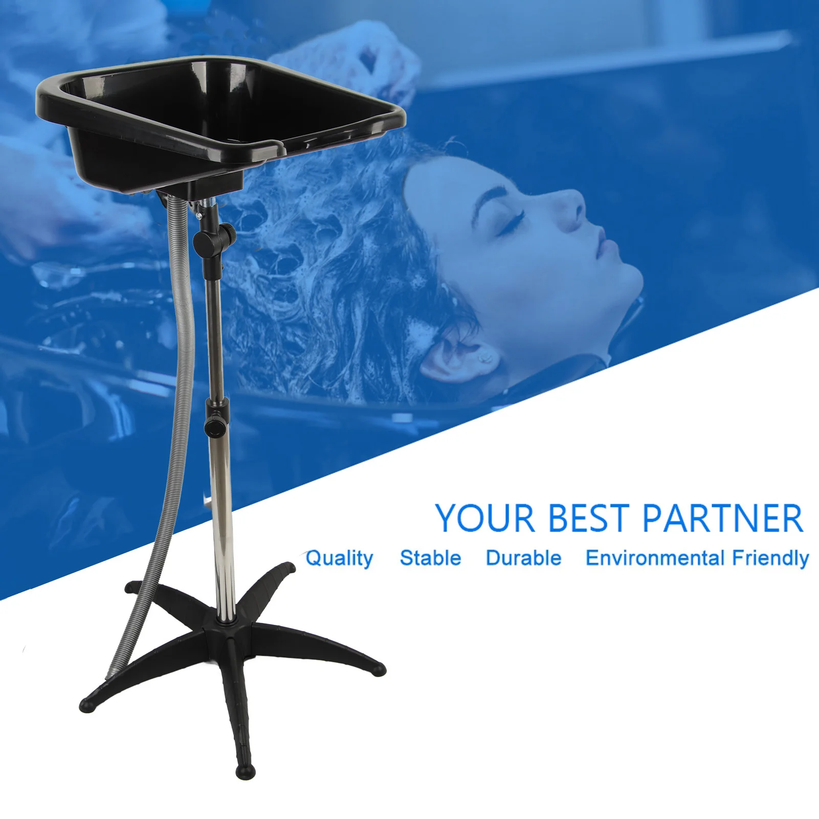 Lavabo para el cabello de altura ajustable, cuenco de salón de barbería, champú de plástico, cuenco para tratamiento del cabello, cuenco para champú de barbero, lavabo de barbero, herramientas de belleza