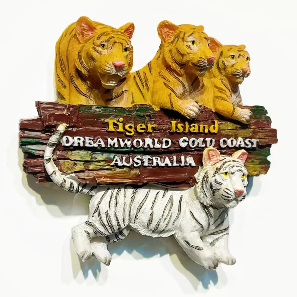Gold Coast Australia Tiger Road Sign Resin Fridge Magnet,3D Hand Painted Travel Souvenir Home Decor Collectible Gift