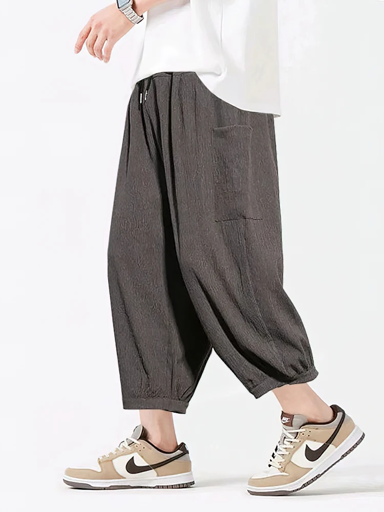 Летние брюки из ледяного шелка, мужские мешковатые повседневные шорты, пляжная одежда, широкие брюки для бега, шорты-карго, спортивные спортивные штаны для бега, мужские