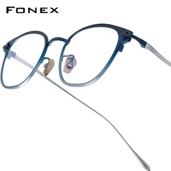 FONEX Titanium Glasses Frame Women New Brand Design Vintage Retro Round Eyeglasses Men Japanese Ultralight-Weight Eyewear CASTOR