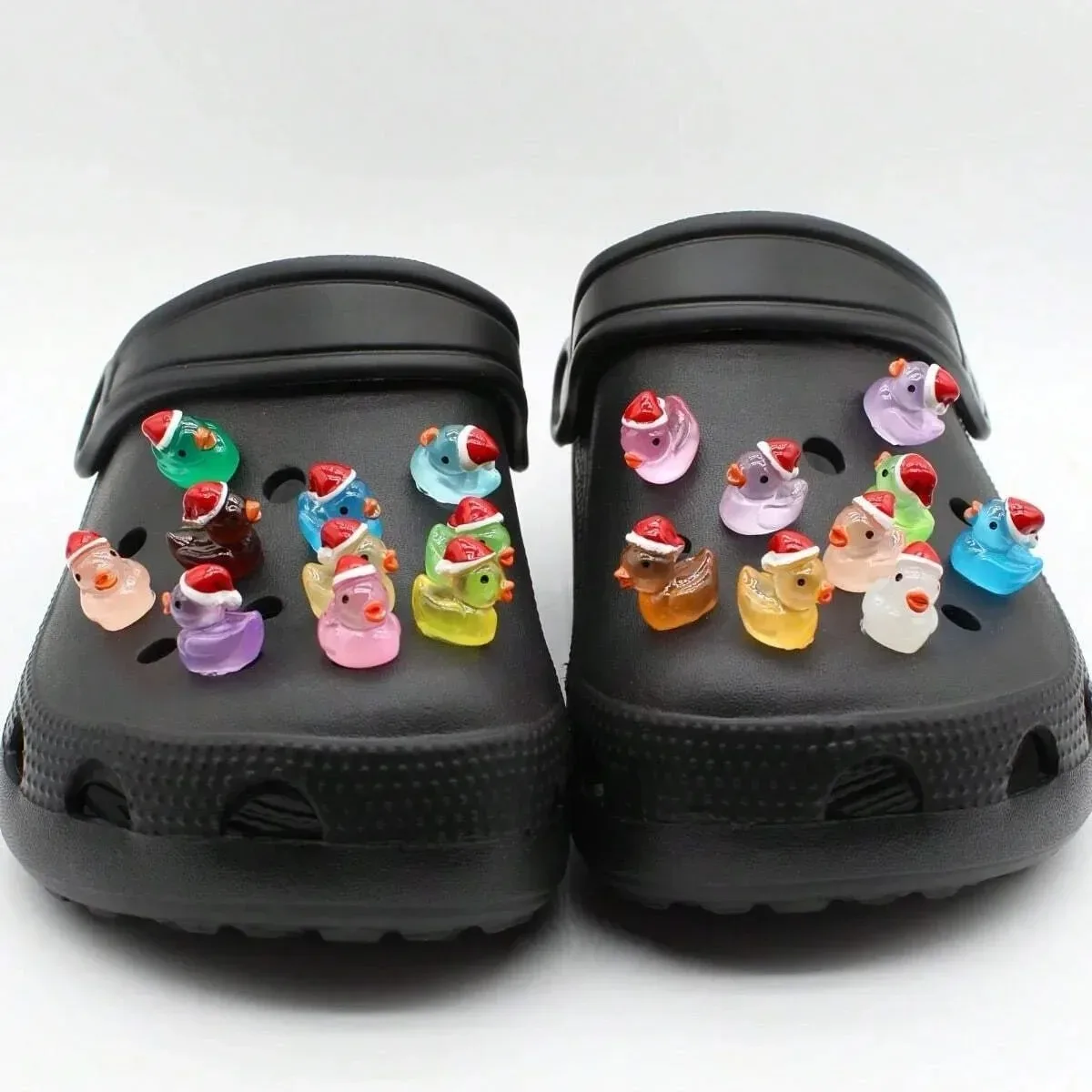 Im Dunkeln leuchtendes 3D-Enten-Schuhanhänger-Set, Weihnachts-Enten, DIY, abnehmbare Schnalle, Schuhdekorationen, 14/16-teiliges Schuhzubehör – Detail 7