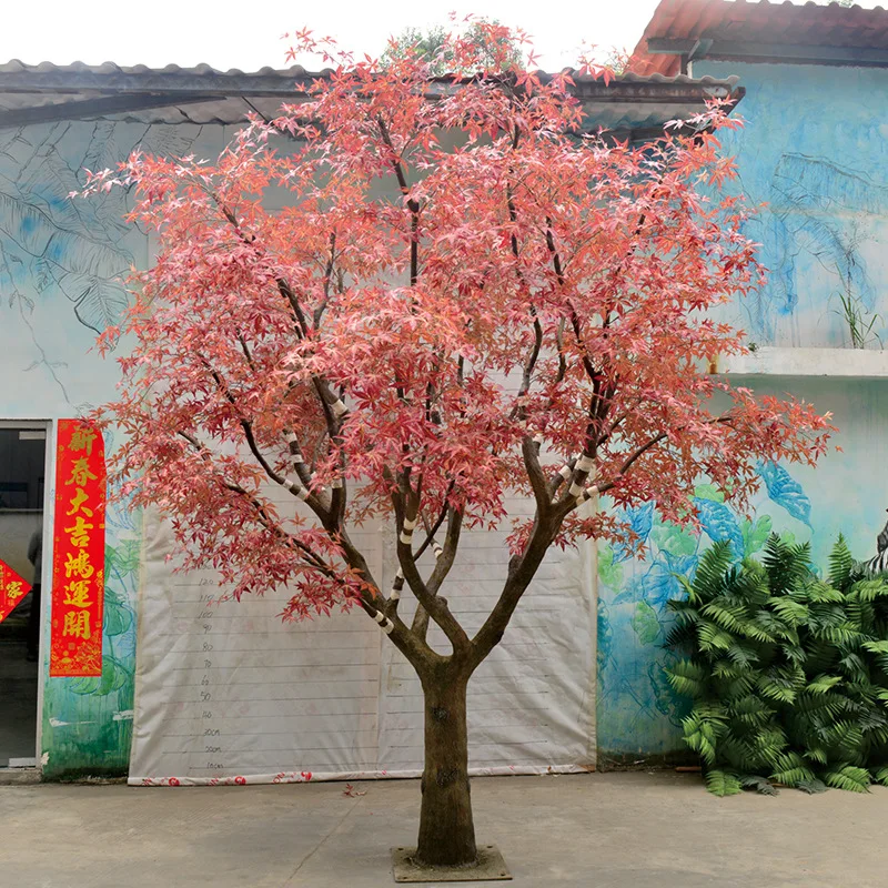 

FRP simulated maple tree, large fake tree, red leaf maple cement-wrapped pillar