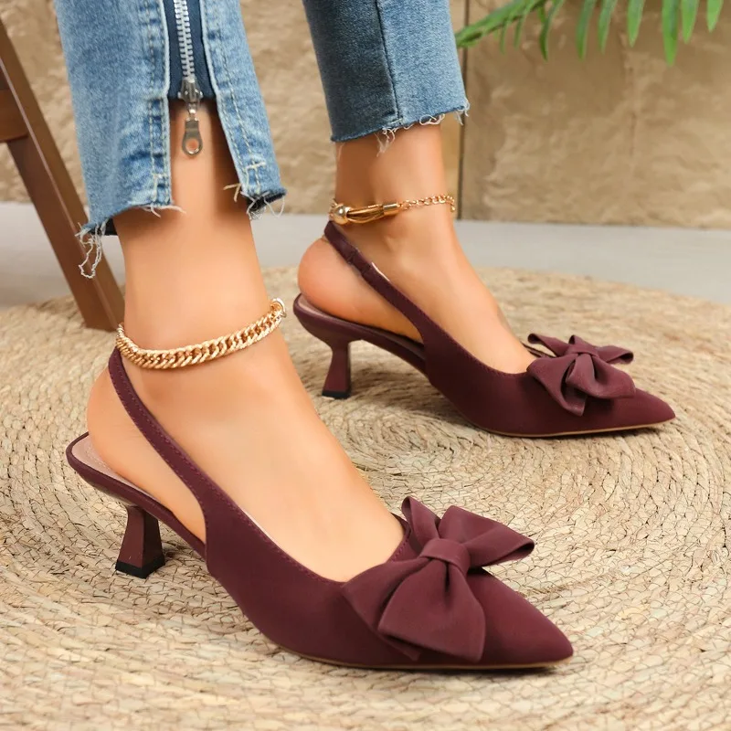 

Summer Fashion New Women High-heeled Sandals Elegant Ladies Party Banquet Pumps Designer Sexy Bow Tie Women Shoes De Mujer 36-43