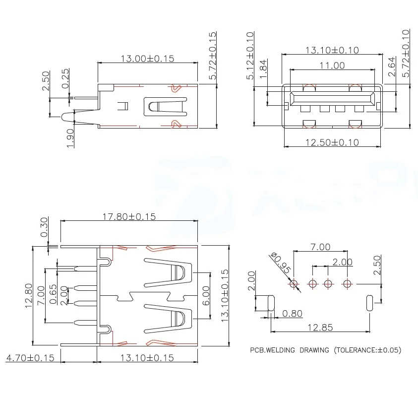 10 個/USB-256-Brwh130 USB-256-Brwh137 USB-256-Brwh150 USB コネクタ