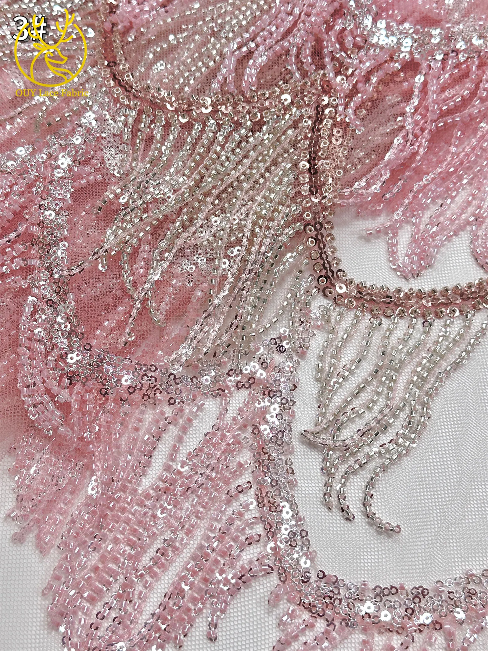 Hochwertiger nigerianischer 3D-Hängeperlen-Spitzenstoff, 5 Yards, hochwertiger französischer afrikanischer Pailletten-Spitzenstoff für Mädchen-Abendpartys – Detail 32