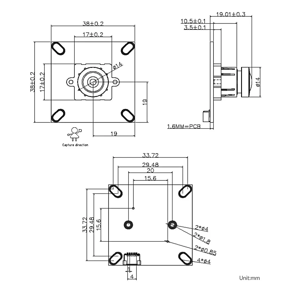 GC2093 2MP USB 카메라 모듈 와이드 다이나믹 백라이트 이미징 고정 초점 온보드 마이크