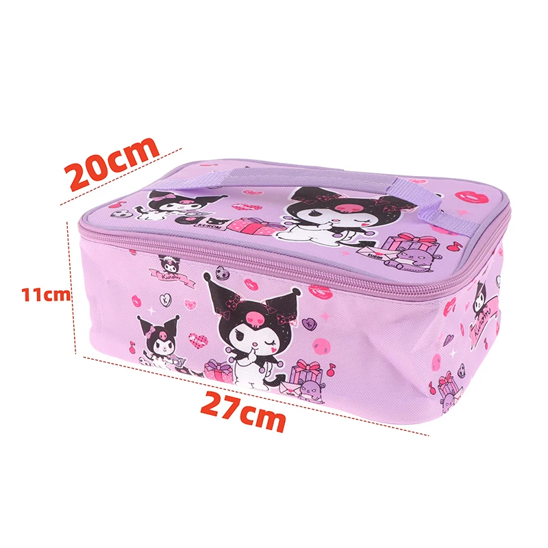 Cute Sanrio Kuromi Lunch Bag Cartoon My Melody Cinnmoroll Double-layer Travel Thermal Breakfast Box Tote Food Bag di grande capacità