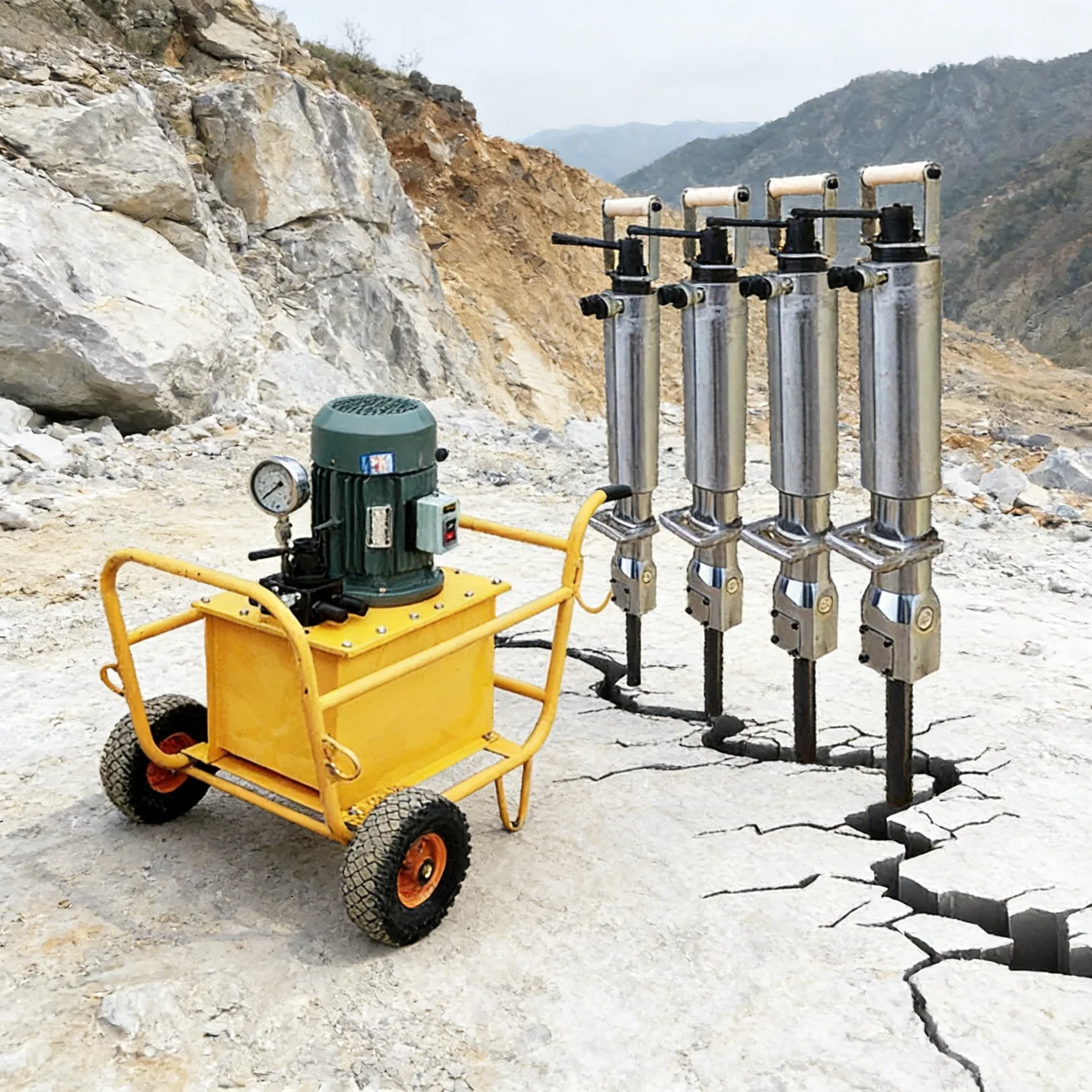 

Гидравлическое оборудование для раскалывания камня, предназначенное для разрушения гранитных и бетонных плит