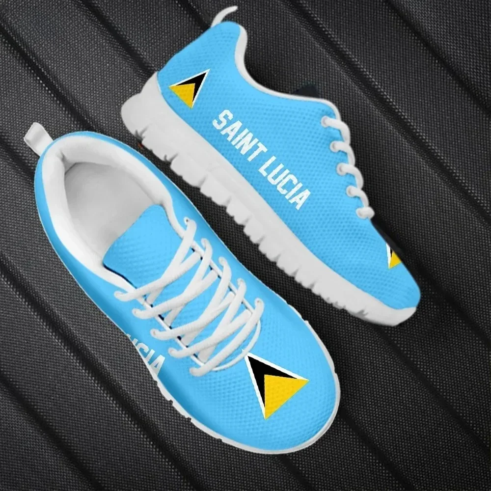 Saint Lucia Flag Design Ladies Flat Shoes Comfortable Lace Up Casual Sneakers For Women Spring Autumn Soft Zapatos