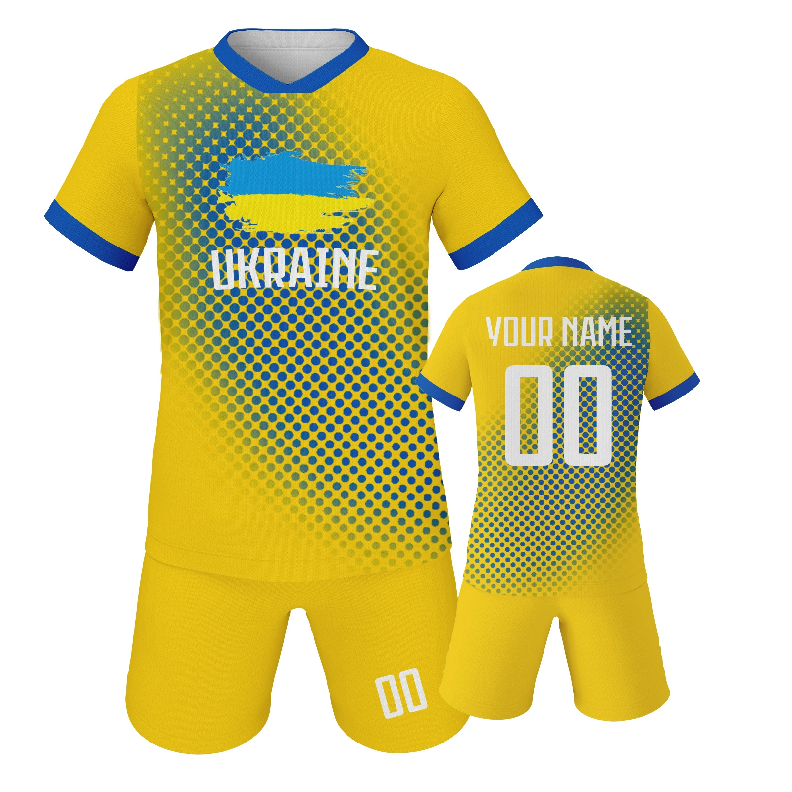 

Custom Kids Football Jersey Ukraine Soccer Kit Personalized Name Number Youth Team Training Uniform Set Boys Girls Fans Gift