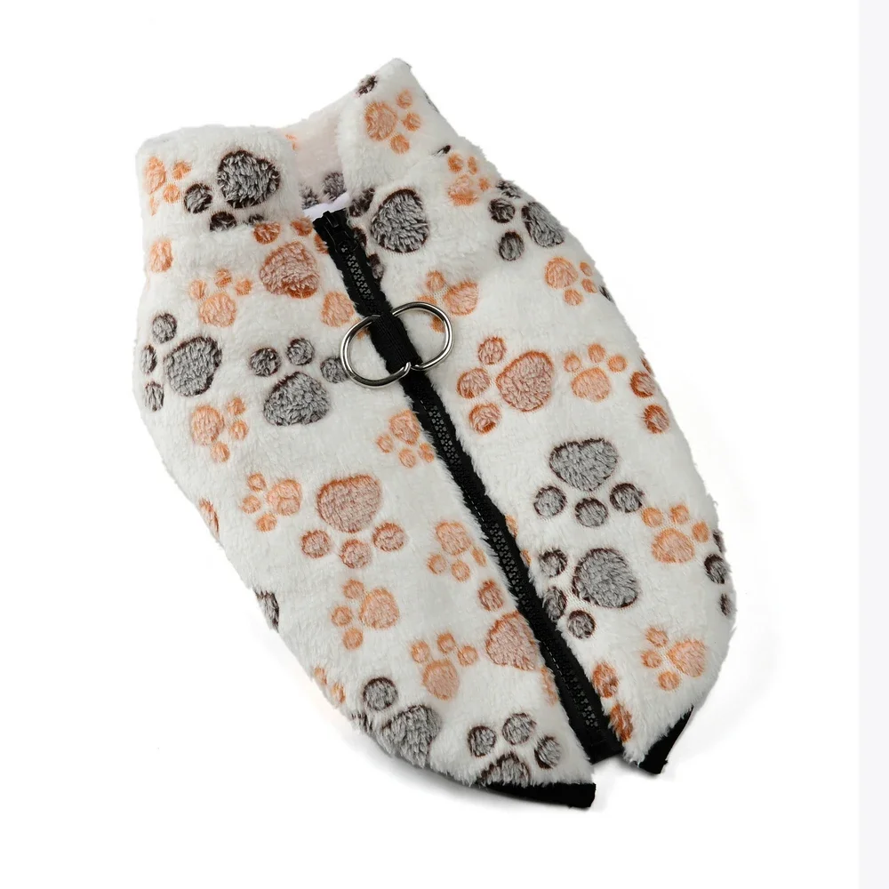 لينة الحيوانات الأليفة سترة لفصل الشتاء الدافئة الصوف معطف الكلب للكلاب الصغيرة المتوسطة لطيف باو طباعة الحيوانات الأليفة سترة ل البلدغ بيغل الصلصال وتتسابق #5