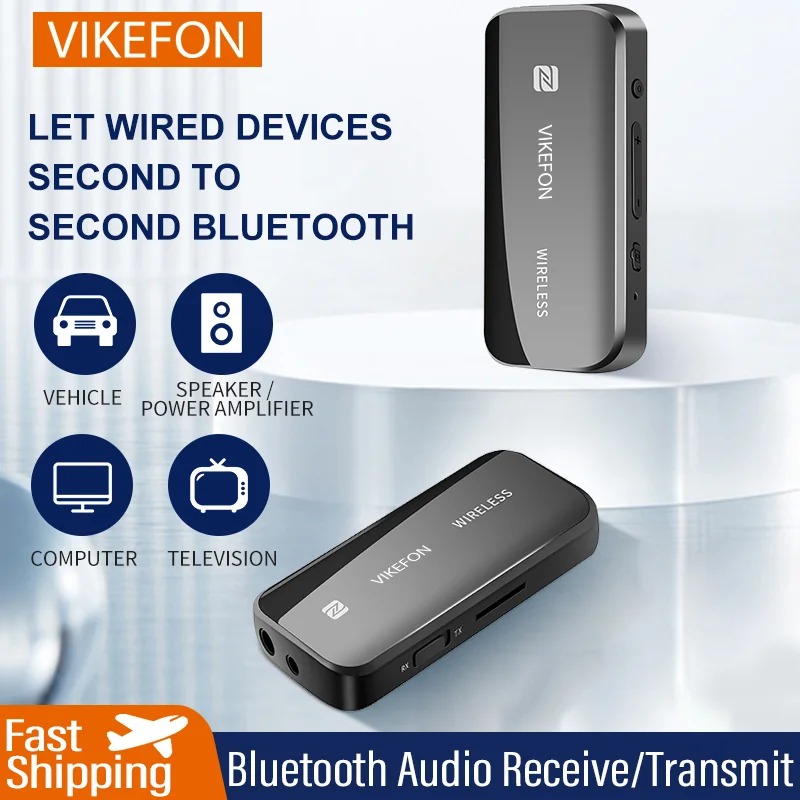 VIKEOFN NFC Bluetooth 5.0 Audio Receiver Transmitter Aux Adapter Wireless TF Card 3.5mm Jack Handsfree For TV PC Speaker Car Kit