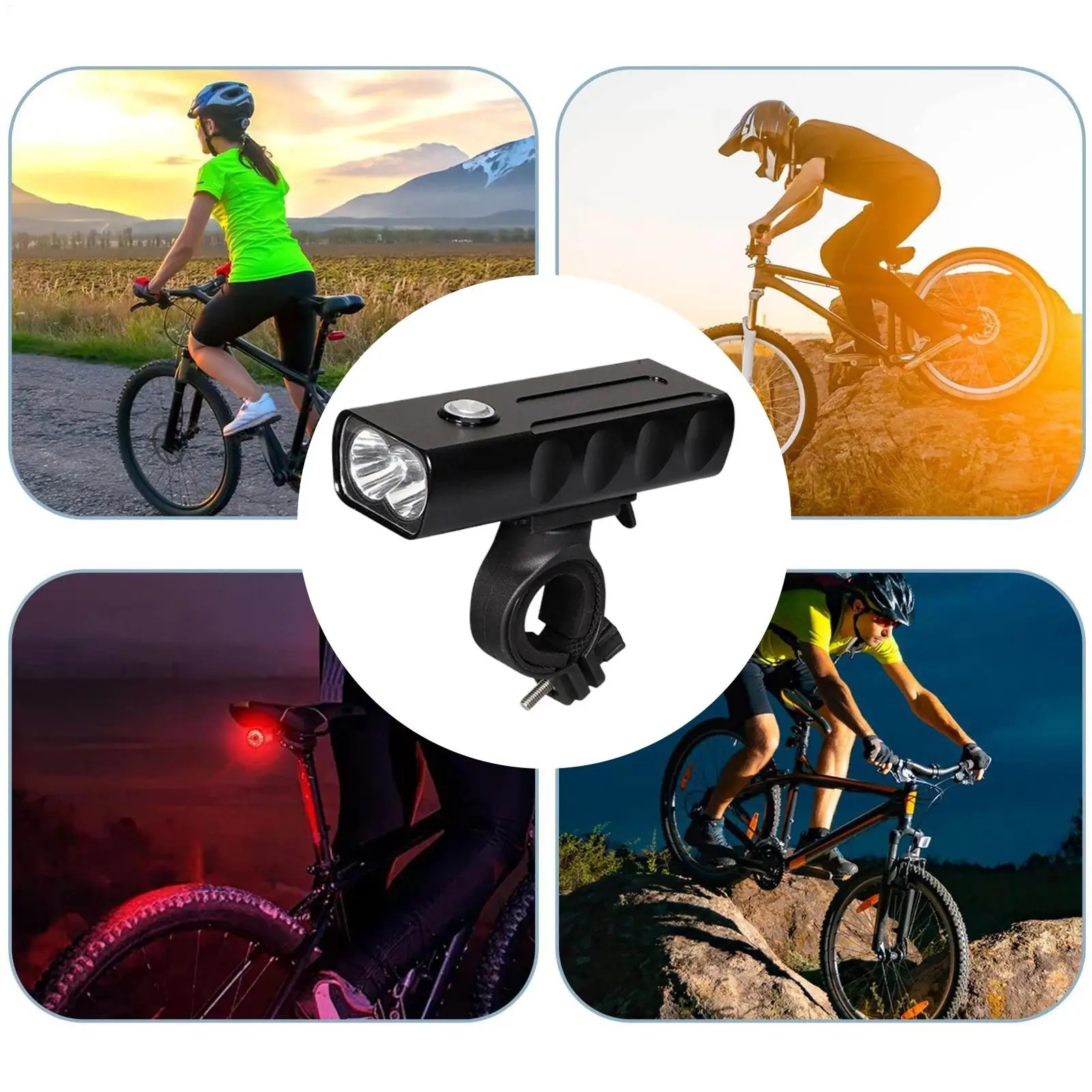 أضواء الدراجة LED مقاوم للماء USB قابلة للشحن مانعة لتسرب الماء المصابيح الأمامية للدراجة LED مصباح يدوي لركوب الدراجات الليلية على الطرق #3