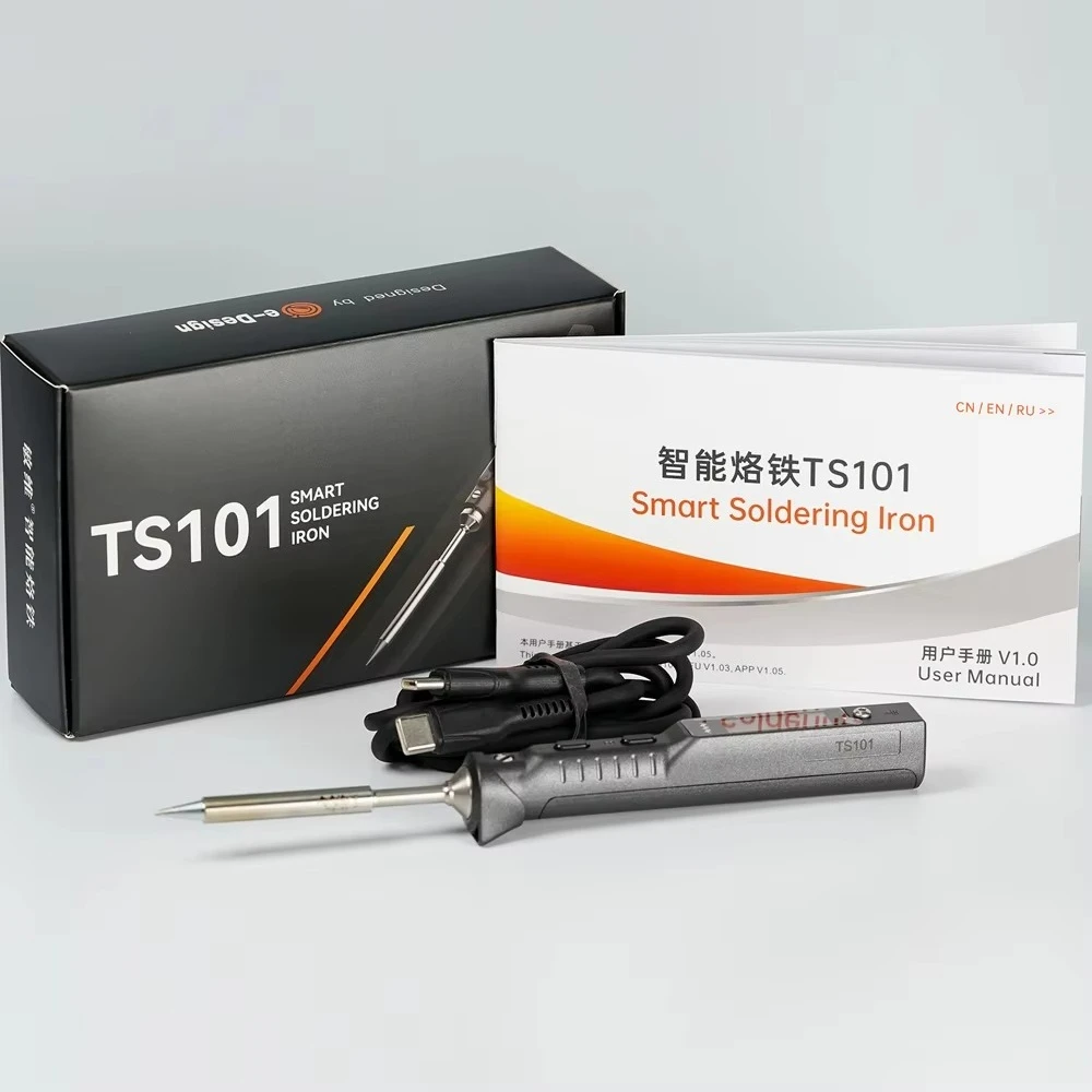 Original TS101 Mini USB Electric Soldering Iron Adjustable Temperature Portable Digital Solder Station B2 Tip 65W TS100 Upgrade