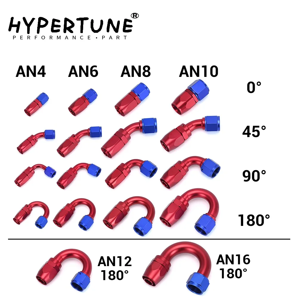 Universal Oil Fuel Swivel Hose End Fitting Oil Hose End Adaptor Kit AN4 AN6 AN8 AN10 AN12 AN16 Straight 45 90 120 180 Degree