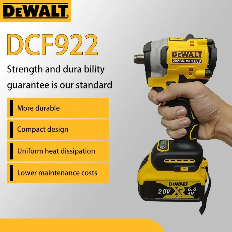 

Аккумуляторный ударный гайковерт DEWALT DCF922 20V Max XR с бесщеточным двигателем, высоким крутящим моментом и регулируемой скоростью, перезаряжаемый инструмент