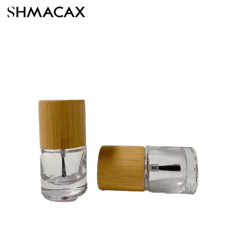 1pcs Nail Art Glue Bottle Bottle 5ml 8ml 10ml Glass Nail Oil Bottle Hair Brush Solid Wood And Bamboo Cover Nail Oil Bottle  ﻿ ﻿