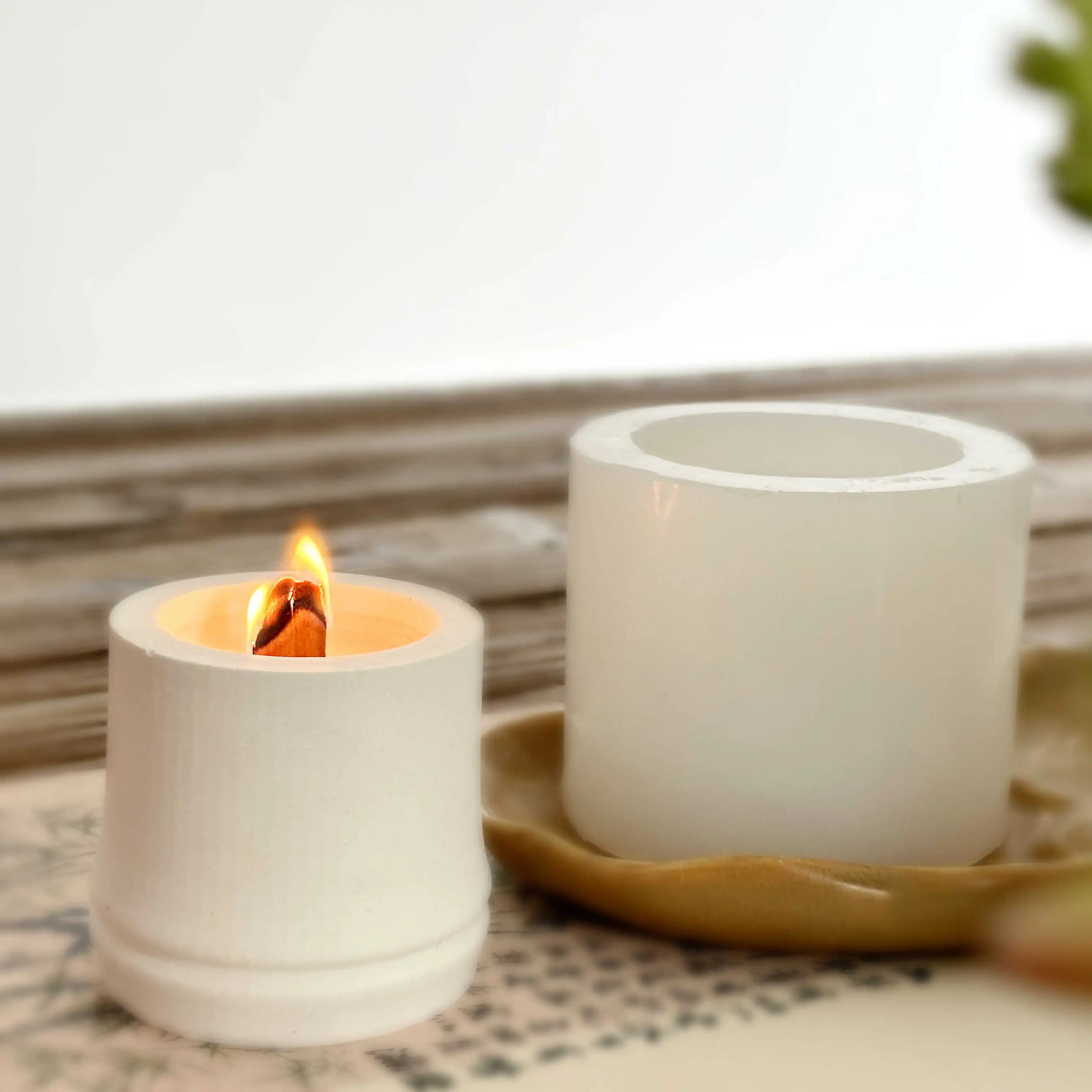 Bamboo Candle Molds Aroma Candle Cup Gypsum Diffuser Stone Bamboo Vessel Cylinder Creative Manual Silicone Mold for Cement