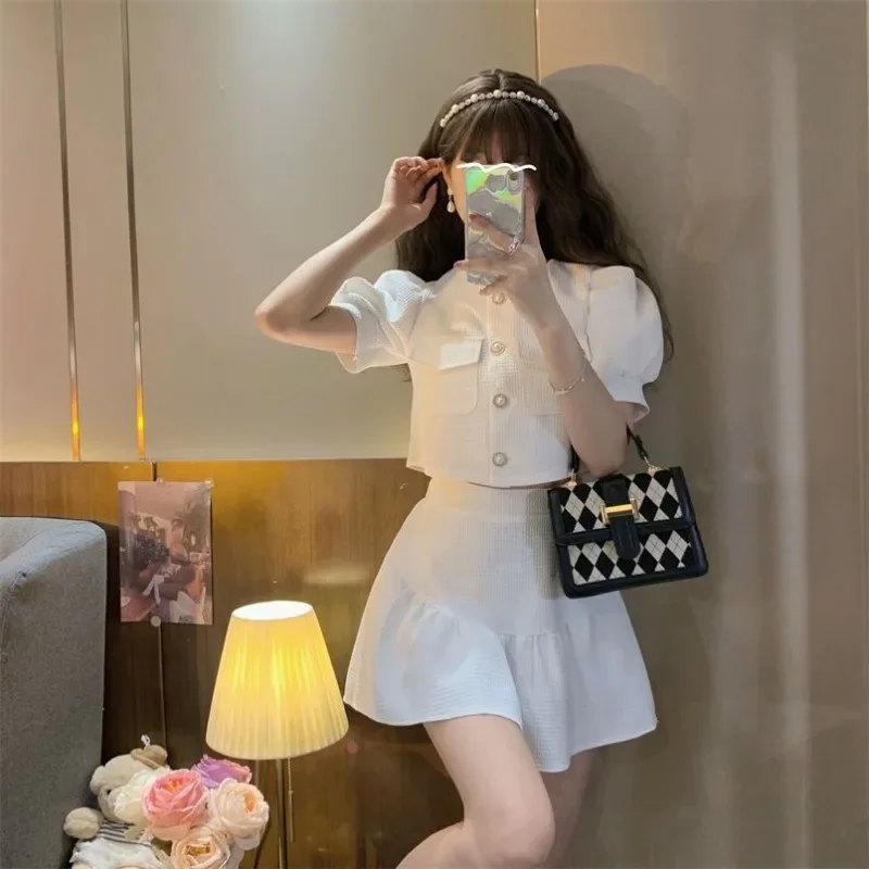 Kawaii комплекты из 2 предметов с юбкой для женщин, новинка в том же стиле, летняя мода, одинаковые функции 2025 года, женский наряд для официальных мероприятий