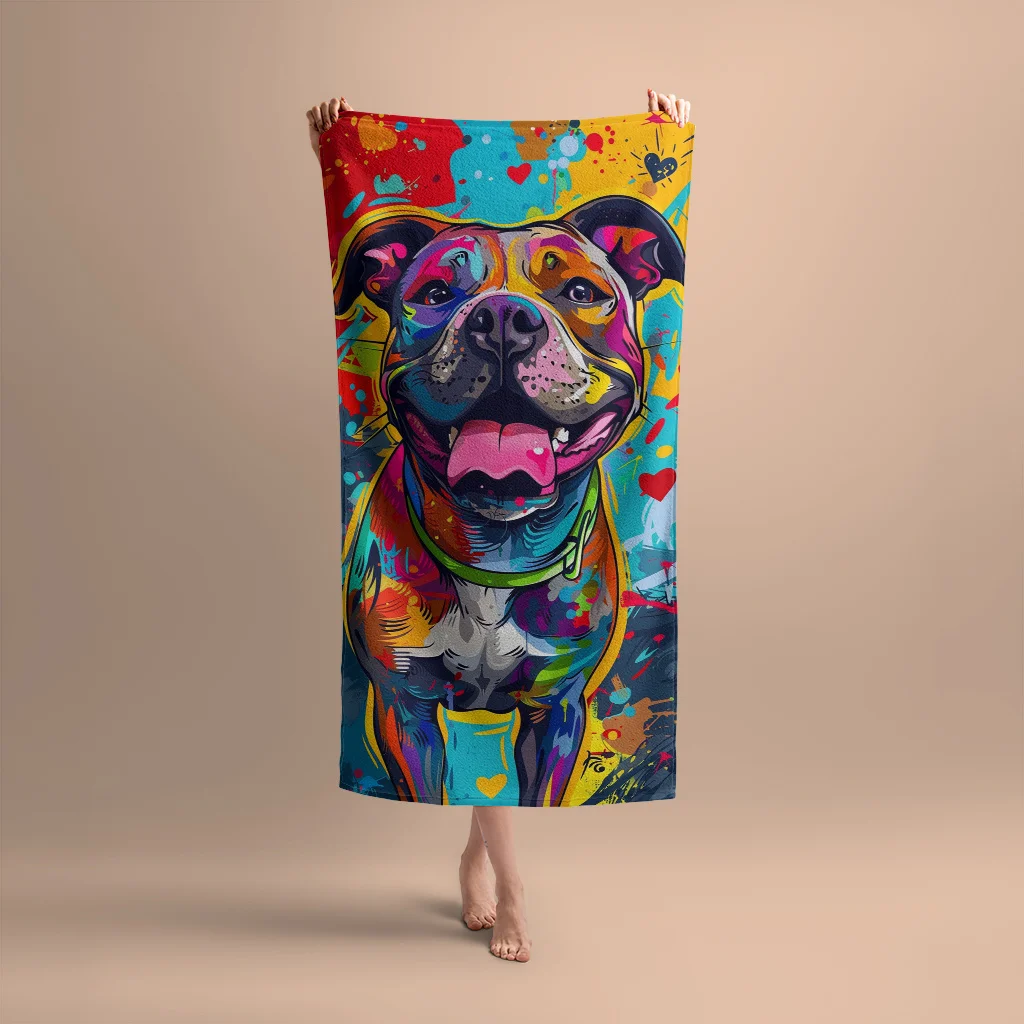 1pc Lightweight Bulldog Pattern Insulation Beach Blanket Towel - Portable for Swimming, Beach Camping, and Outdoor Activities