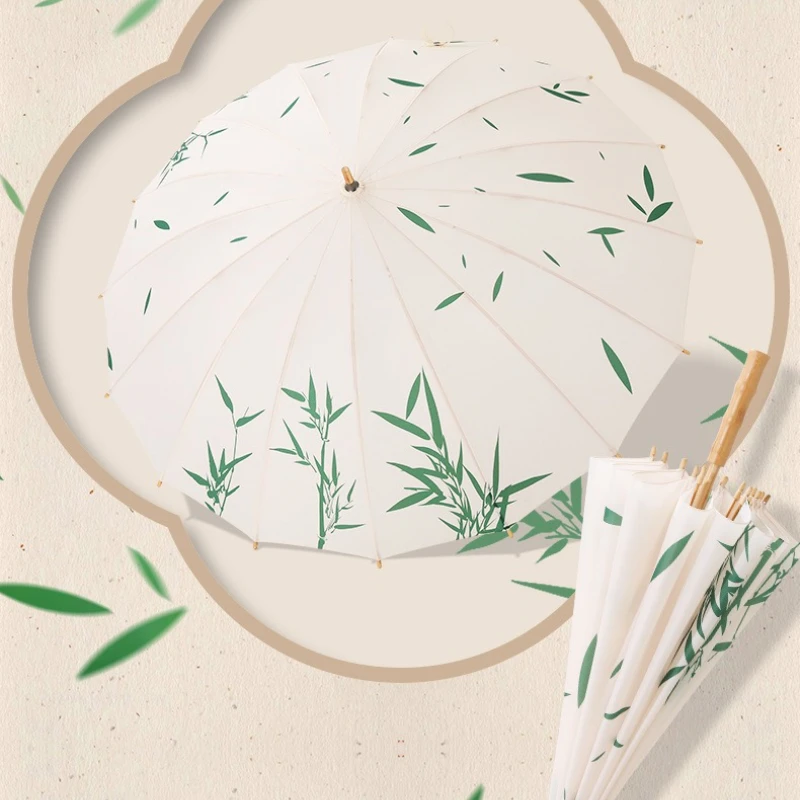

Retro Ancient Chinese Style 16-bone Bamboo Umbrella, Large Manual Sunshade and Sun Protection, High-end All-weather Umbrella